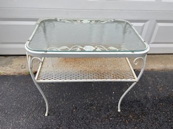Vintage Wrought Iron And Glass Outdoor Table