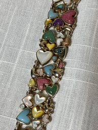 Vintage Heart Bracelet With Cabochon Hearts