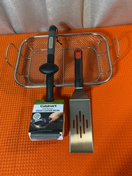 Grilling Basket With Spatula And Grill Brush