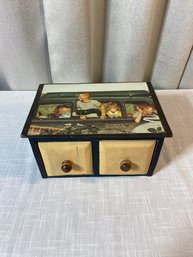 Wooden Box With 2 Drawers