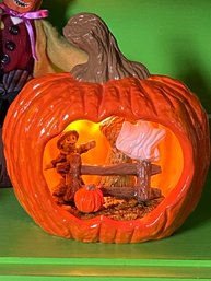 Vintage Ceramic Diorama Pumpkin - Signed And Dated 1983