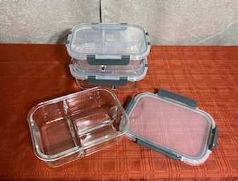 Set Of 3 Glass Food Storage Prep Containers