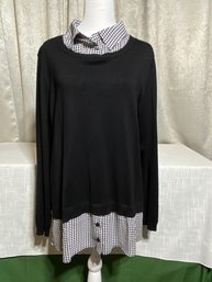 Black - Houndtooth Sweater Shirt