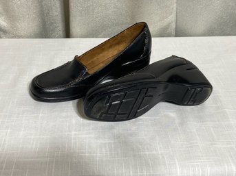 Black Leather Wedge Size 8