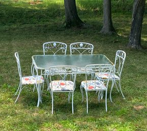 Lovely Vintage Wrought Iron Outdoor Table Set - 54'x 32'