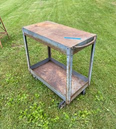 Vintage Metal Utility Cart On Wheels