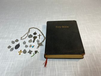 Holy Bible And Religous Medallions