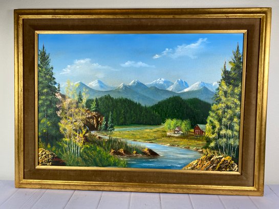 Original Signed Oil Painting Of Mountain Landscape By Aubrey Holder