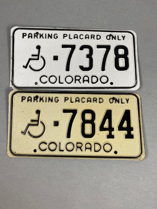 Vintage Metal Colorado Handicap Parking Placard Or License Plate