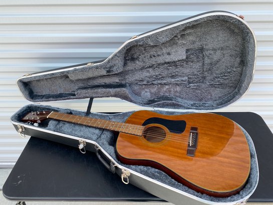 Wonderful George Washburn Steel String Guitar, Model D10M, In Hard-sided, Lockable Guitar Case With Key