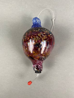Handblown Glass, Teardrop-shaped Hummingbird Feeder