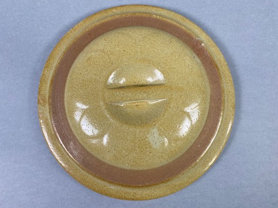 Post-1916 Red Wing Stoneware Lid With Bar Top Handle, Marked With Number 3, Three Gallons