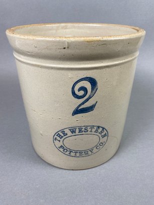 Western Pottery Company 2 Gallon Crock With Indented Rim 1920s