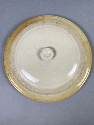 Large Stoneware Lid With Button Top Handle, Marked With Number 8, Eight Gallon