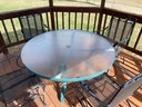 Patio Furniture, Seating For 4 Round Wrought Iron Glass Top Table And 4 Rocking Chairs