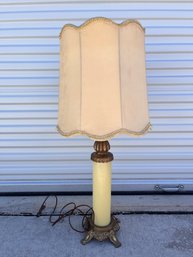 Adorable White And Gold/Bronze Lamp With Shade