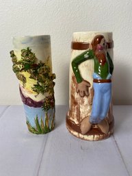 Pair Of Vintage California Pottery Pieces, Mug & Vase, Kleine Company & Twin Winton