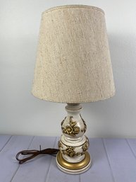 Very Cool Vintage Table Lamp Featuring Gold Floral Design