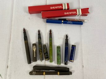 Several Vintage Pens, Including Fountain Pens & Advertising Pens From Crystal Beet Seed