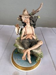 Great Vintage Porcelain Giuseppe Capodimonte Figurine Titled The Sleeping Fisherman