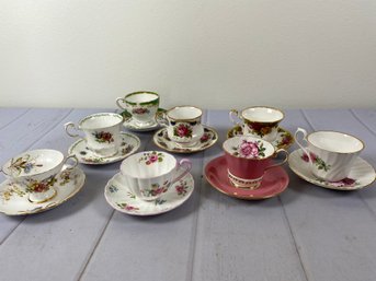 Set Of Vintage Cups & Saucers From Makers Including Royal Albert, Shelley's & Tuscan