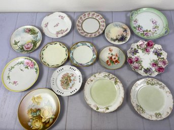 Many Decorative Porcelain Or China Plates, Including A Cake Plate, Salad Plates & Dessert Plates
