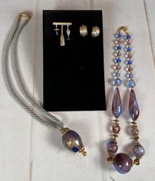 Lot Of Unique And Colorful Necklaces, Earrings, And Pins- Including Sterling Silver Items