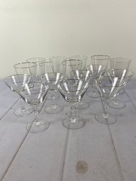 Eight Each Of Vintage Fostoria Iced Tea And Champagne Glasses With Platinum Trim, Engagement Pattern