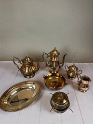 Huge Lot Of Silverplate Items- Including Teapots, Coffee Pots, Platters, And More