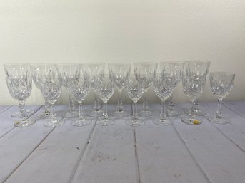 Eight Each Of Vintage, High-Quality Josair Water & Wine Glasses, Monte Claire Pattern