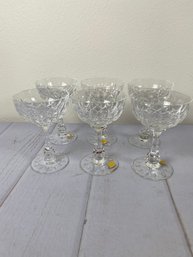 Six Vintage, High-Quality Josair Champagne Glasses, Monte Claire Pattern