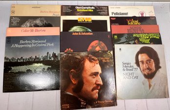 Miscellaneous Vintage LPs Or Vinyl Record Albums Featuring Barbara Streisand, Sergio Mendes, & Jose Feliciano