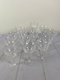 Set Of Spectacular Etched Crystal Glasses By Webb Corbett Crystal, Wine, Water & Champagne Glasses, Cordials