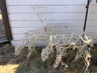 Set Of 3 Outdoor Lighted Deer, Holiday Christmas Decor