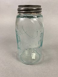 Antique Handmade Fruit Canning Quart Mason's Jar, Embossed With N.C.L