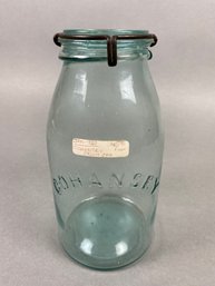 Antique Handmade Half Gallon Canning Fruit Jar With Lid From Cohansey Manufacturing Company