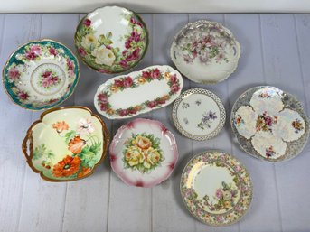 Floral Decorative Plates And Bowls- Marks Include Ginori Italy, Leuchtenburg Germany, MZ Austria, And More