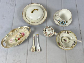 Beautiful Lot Of Floral Porcelain Items- Marks Include Nippon, Regency, Noritake, And More
