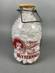 Vintage Glass Gallon Milk Bottle With Paper Cap & Metal Handle, From Keystone Dairy Company, Pennsylvania