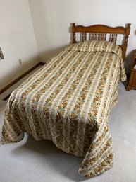 Vintage Drexel Solid Walnut Twin Bed Frame With Clean Box Spring & Beautyrest Recharge Mattress Are Included