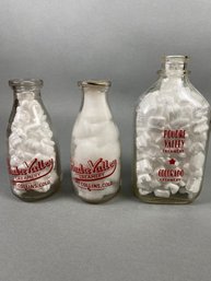 Two Vintage Quart Milk Bottles & A Half Gallon Milk Bottle From The Poudre Valley Creamery, Fort Collins