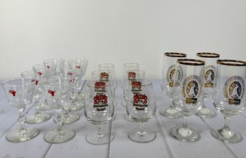 Huge Lot Of Barware- Includes Coors Banquet Stemmed Beer Glasses, German Beer Glasses, And Cordial Glasses