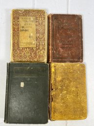 Interesting Lot Of Four Antique School Books About Arithmetic, Spelling, Physics, And More Dated 1874-1915