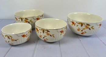 Large Lot Of Hall's Superior Jewel Tea Autumn Leaf Nesting Mixing Bowls And One Large Serving Or Mixing Bowl