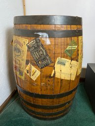 Vintage Wooden Standing Jack Daniels Distillery Lem Motlow Prop Whiskey Barrel 33-3/4' Tall