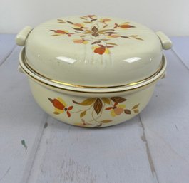 Hall's Superior Jewel Tea Autumn Leaf Covered Casserole Or Bean Dish With Handles