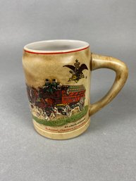 Budweiser Holiday Series Mug Or Stein With Green Crates & Red Lettering, First Issue 1980, CS19