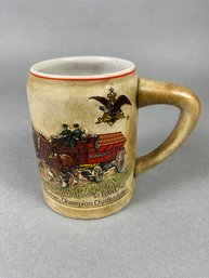 Budweiser Holiday Series Mug Or Stein With Brown Crates & Red Lettering, First Issue 1980, CS19