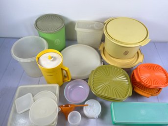 Huge Lot Of Miscellaneous Vintage Tupperware Items- Includes A Pitcher, Two Cake/pie Carriers, And More