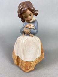 Lladro Figurine, Tenderness 12094, Girl Holding Rabbit Bunny